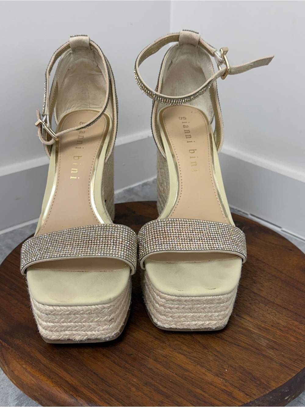 Gianni Bini Rhinestone Espadrille Platform Wedge Sandals 9.5M